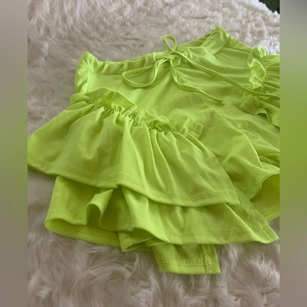 Neon Ruffle Beach Shorts - Picture 4 of 8
